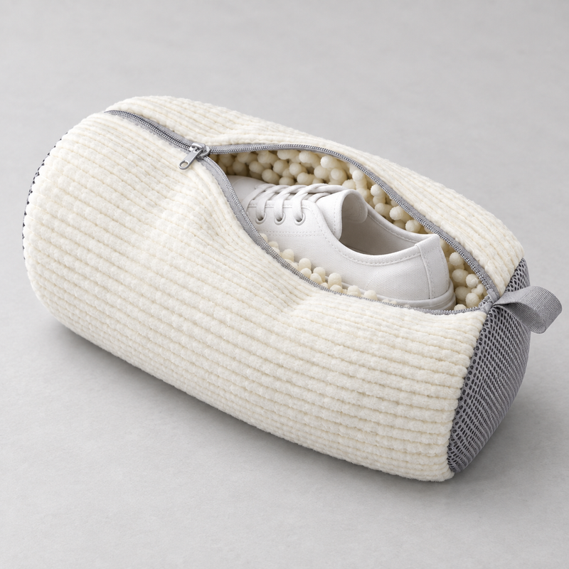 White CloudWash bag with one shoe inside